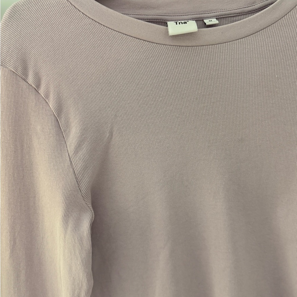 TNA Lavender Cropped Long-Sleeve Crewneck Top - Picture 2 of 12